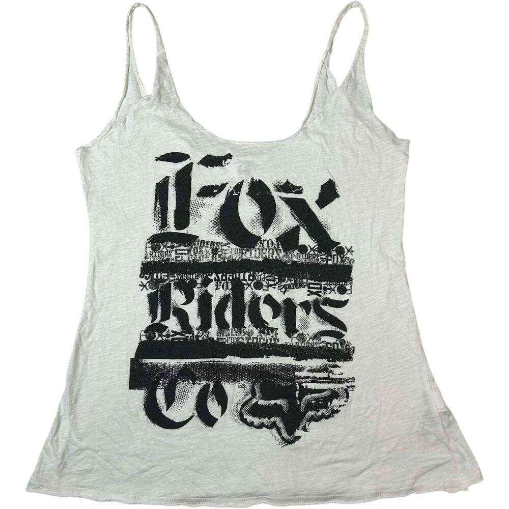 Y2K Fox Racing Riders Co White Tank Top Women's XL Indie Sleaze Moto Grunge